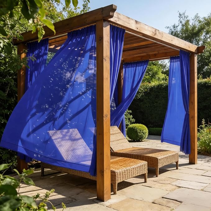 Outdoor Sheer Curtains for Patio Waterproof, 4 Panels Rod Pocket Indoor/Outdoor - Image 4
