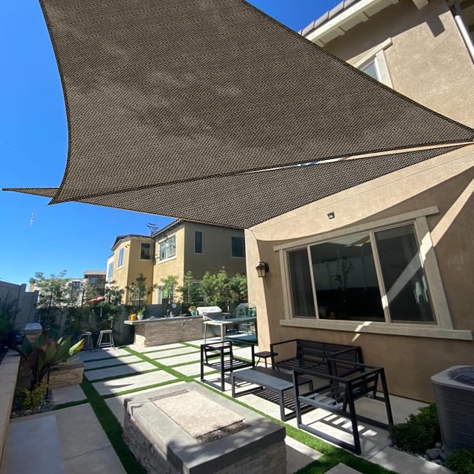 Sun Shade Sail 6'x8'x10' Brown Triangle Shade Cover Custom Size | 95% UV Block by SUNLAX