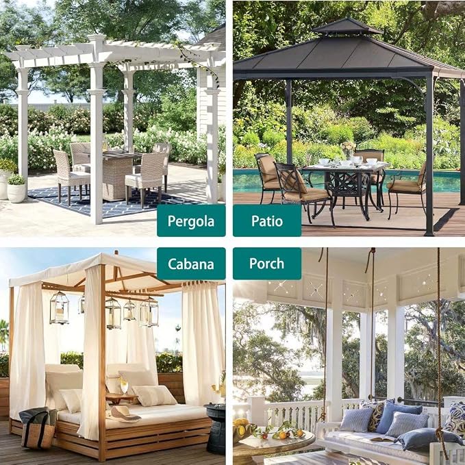 LORDTEX Indoor/Outdoor Curtains Waterproof Tab Top Patio Curtains | Sun - Image 5