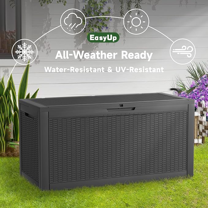 120 Gallon Outdoor Storage Box Waterproof, UV Resistant Resin Deck Box - Image 7