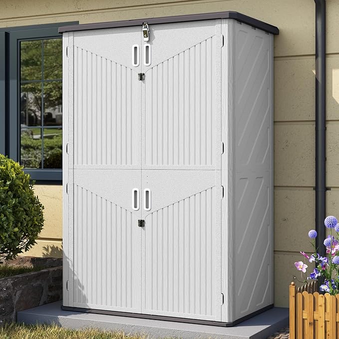 Aoxun Outdoor Storage Shed, 64 Cu.Ft Vertical Resin Sheds, Outdoor Waterproof by Aoxun