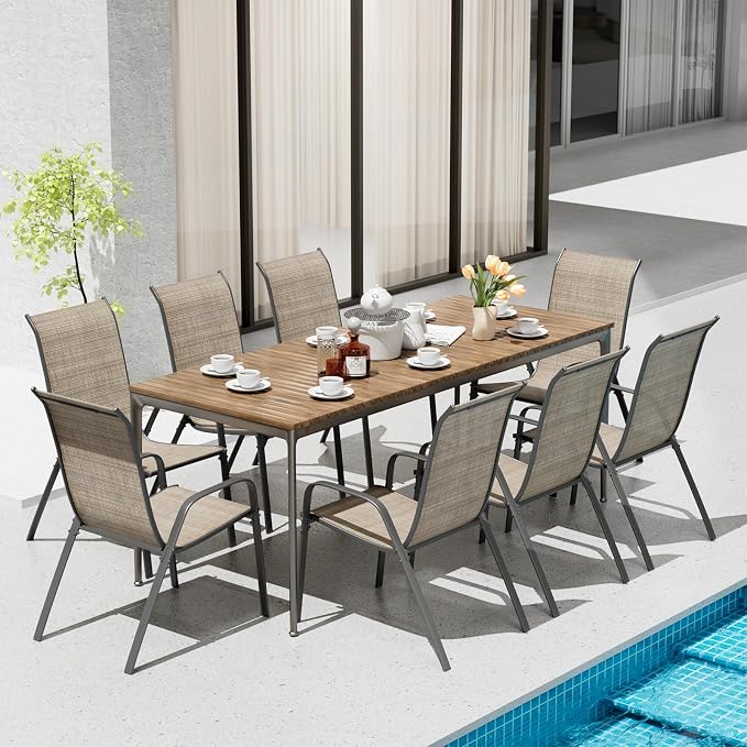 TLSUNNY Patio Chair, Outdoor Stackable Textilene Chairs Set of 8, - Image 9