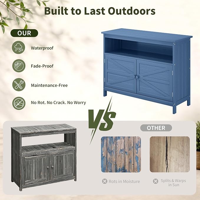 HIPS All-Weather Outdoor Storage Cabinet, Outdoor Sideboard - Image 5