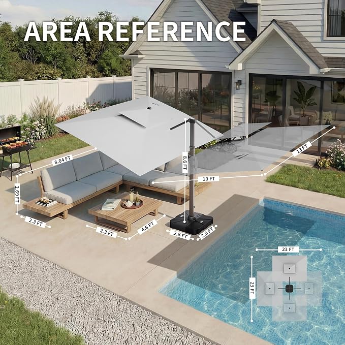 10 X 13 FT Cantilever Patio Umbrella Outdoor - Image 4