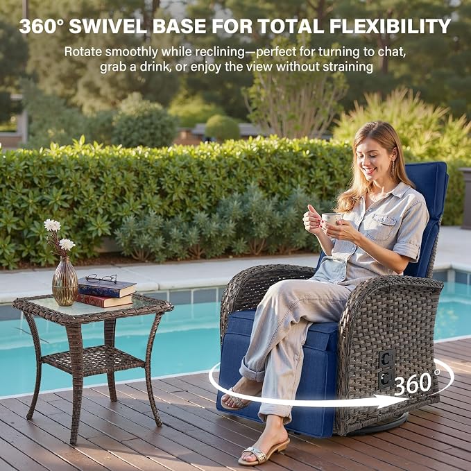 Dual-Adjust Outdoor Swivel Recliner Chairs – Reclining Patio Chair - Image 4