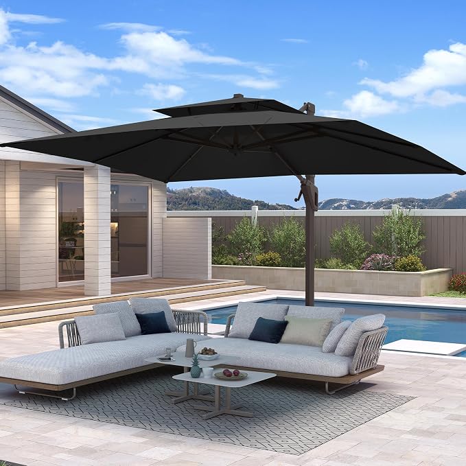 10 X 13 FT Cantilever Patio Outdoor Umbrella, Heavy Duty Aluminum Frame by Unknown