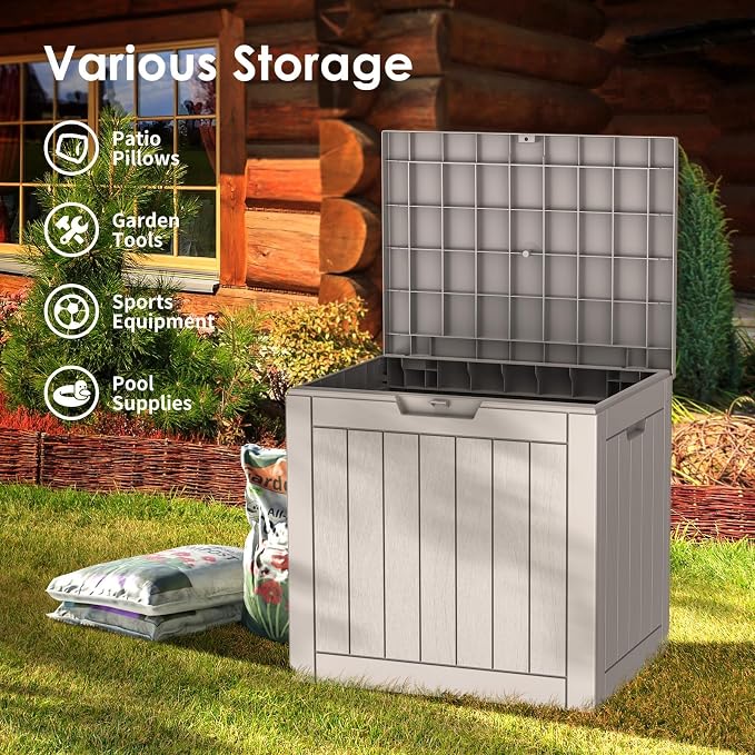 Outdoor Storage Box, 35 Gallon Waterproof Deck Box, Quick Snap-Lock Resin - Image 3