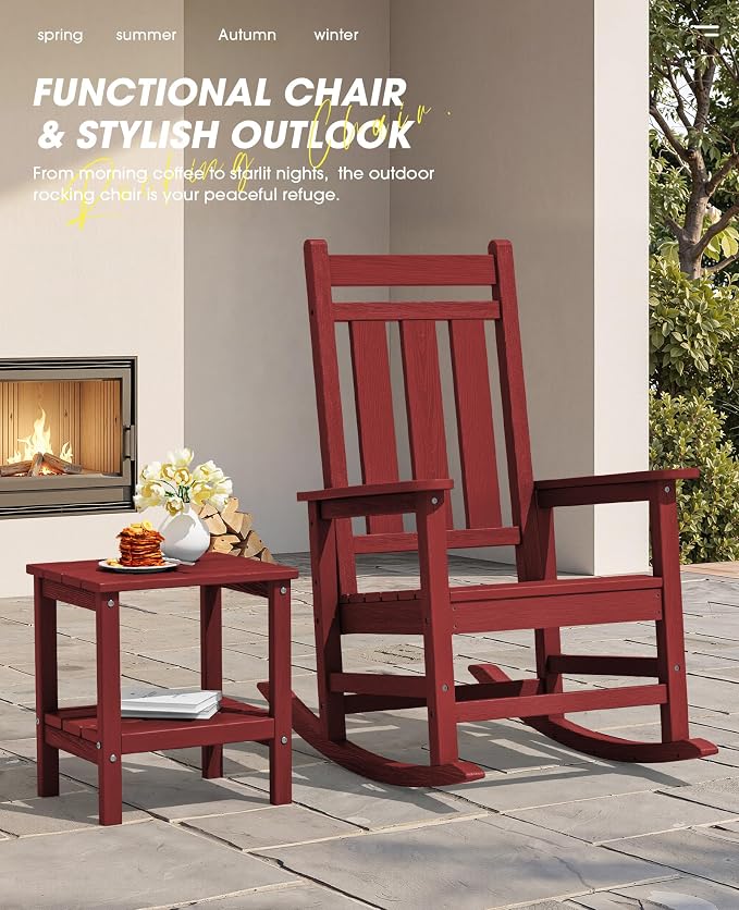 Oversized Outdoor Rocking Chair Set of 4, HDPE Patio Rockers - Image 9