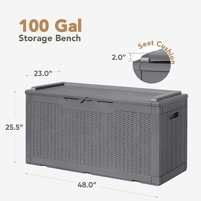Flamaker Deck Box 98 Gallon Waterproof Resin Storage Box - Image 4
