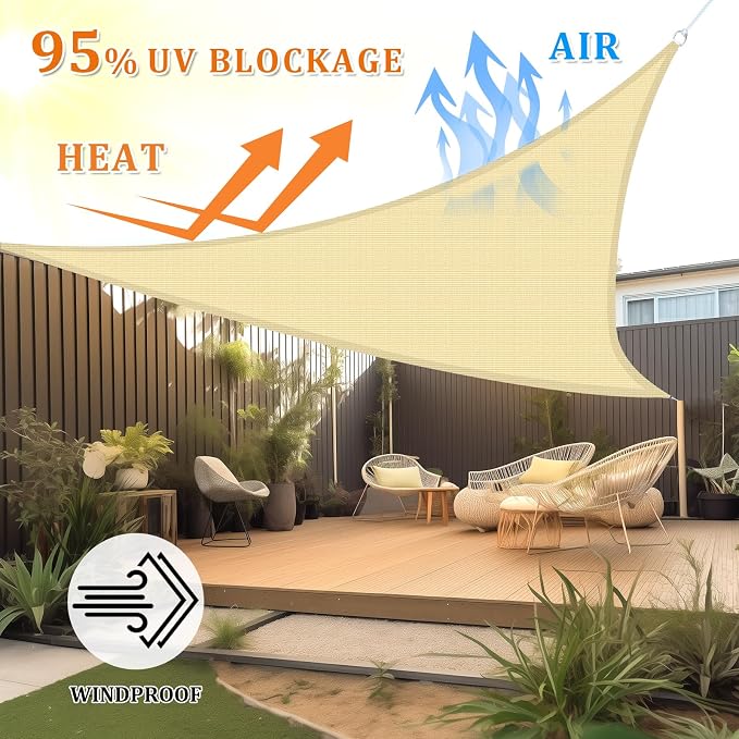 Shade&Beyond Custom Sun Shade Sail 7'X7'X9.9'Triangle Sun Sail Shades Patio UV - Image 2