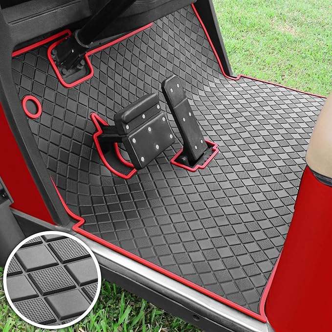 Golf Cart Floor Liner Mat 8mm Thick Rubber Full Coverage Fit for EZGO TXT (1994-2025), Express S4 (2012-2020), Cushman Workhorse, EX1 (2020), Valor, Navitas, Some Star Carts Mats Replacement