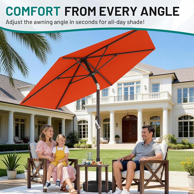 7.5FT Patio Umbrella Table Market Umbrella w/Tilt and Crank, Heavy-Duty Outdoor - Image 4