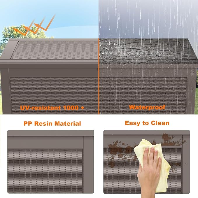 PatioZen 320 Gallon Resin Deck Box, Outdoor Lockable Storage Box - Image 5