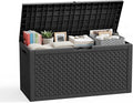 PatioZen 110 Gallon Resin Deck Box, Lockable Patio Outdoor Storage Box by OutdoorLivingPerfected