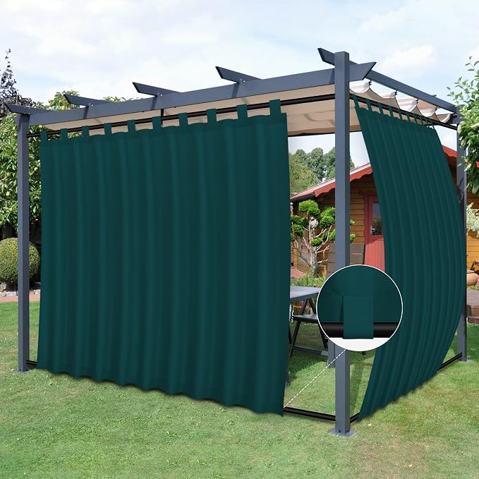 Easy-Going Outdoor Patio Curtains 2 Panels, 110x84 inch, Teal | Privacy by Easy-Going