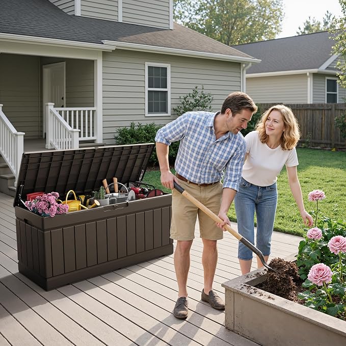 Flamaker Outdoor Storage Box 80 Gallon Resin Waterproof Deck Box | Delivery Box - Image 2