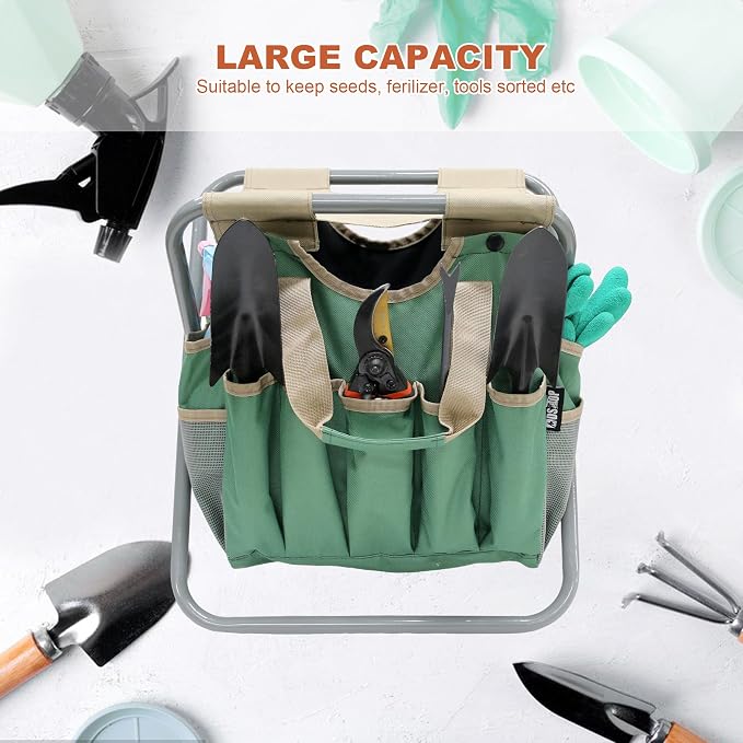 Folding Gardening Stool with Detachable Storage Tote Bag, Gardening Tools Set - Image 8