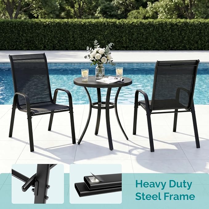 MAMIZO Patio Dining Chairs, Stackable Textilene Chair Set of 8, - Image 4