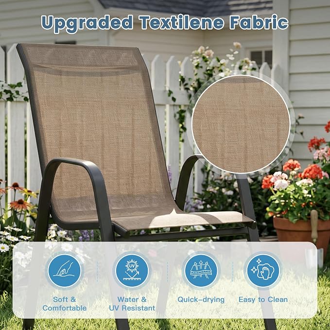 DIFY Patio Chairs Set of 6, Stackable Outdoor Dining Chairs Set - Image 7
