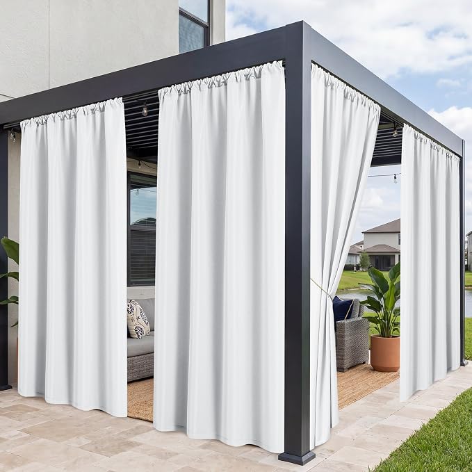 Patio Curtains Outdoor Waterproof, 4 Panels, Rod Pocket Sunshades | by RichSets