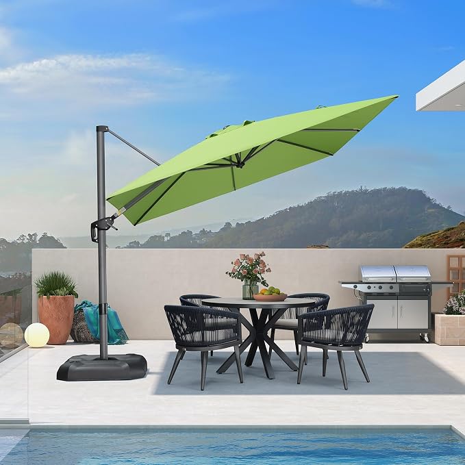 PURPLE LEAF Patio Outdoor Umbrella 9' x 9' Square All-Weather Apple Green | by PURPLELEAF
