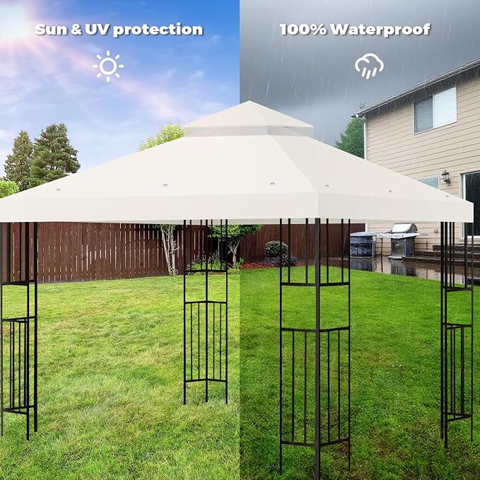 10x10 FT Gazebo Replacement Top, Canopy Replacement Cover Double Tiered - Image 4