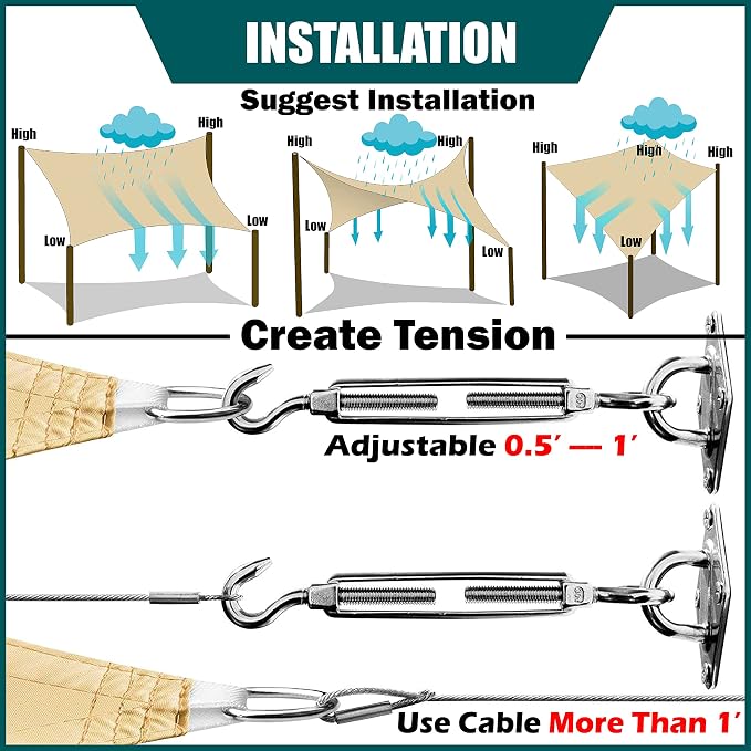 Royal Shade 6' x 6' x 8.5' Blue Triangle Waterproof Sun Shade Sail Order to - Image 6