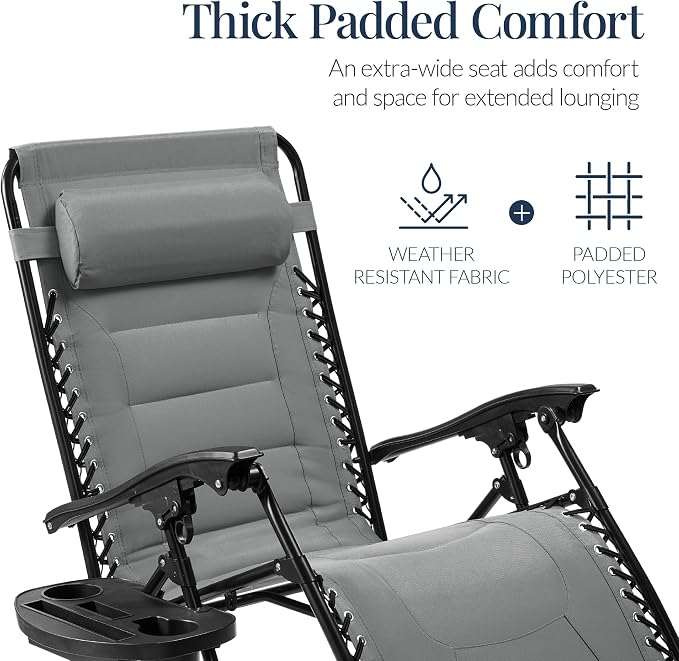Best Choice Products Oversized Padded Zero Gravity Chair, Folding Outdoor Patio - Image 4