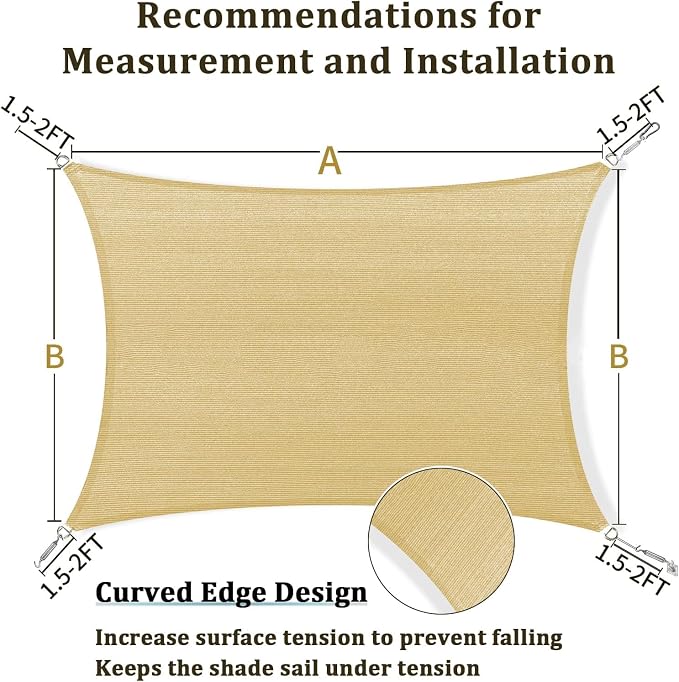 Shade&Beyond 12'x14' Sun Shade Sail Canopy Rectangle, UV Block Breathable - Image 5