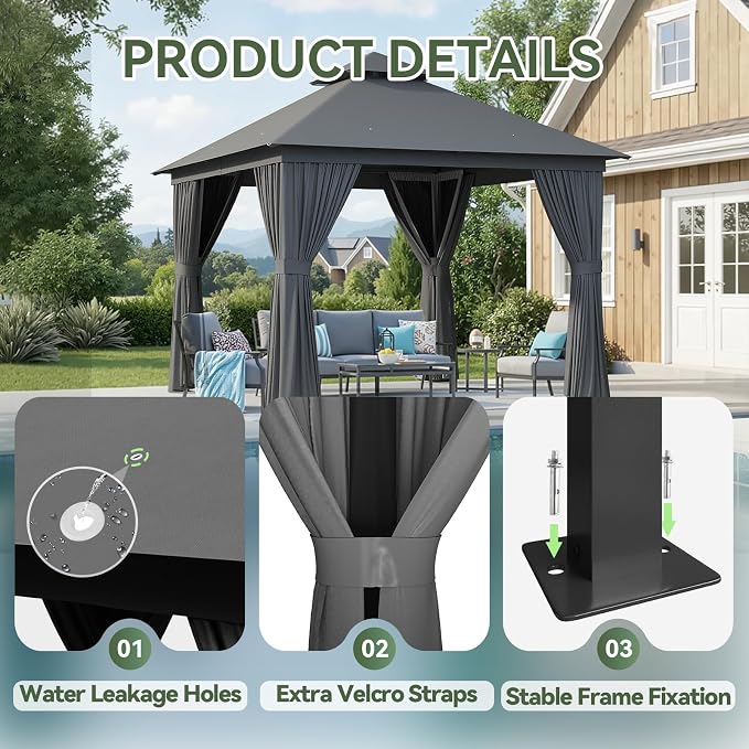 Aoxun 10x10 Gazebo Metal Frame Canopy Tent - Image 8
