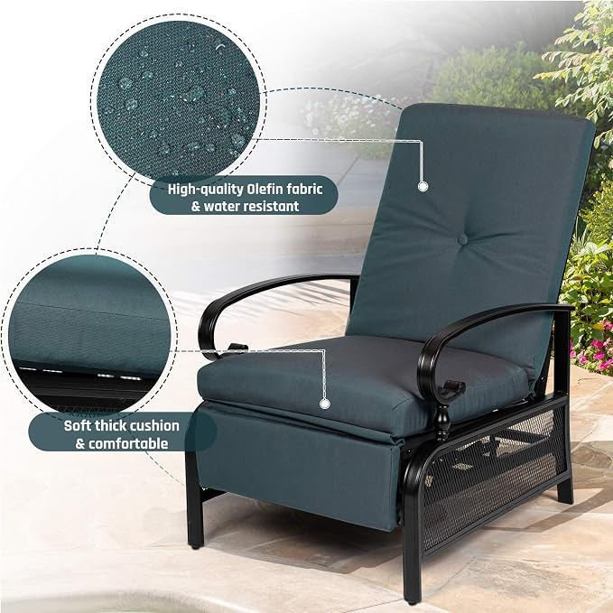 SUNCROWN Outdoor Recliner Chair Patio Adjustable Relaxing Chairs Outdoor Metal - Image 6