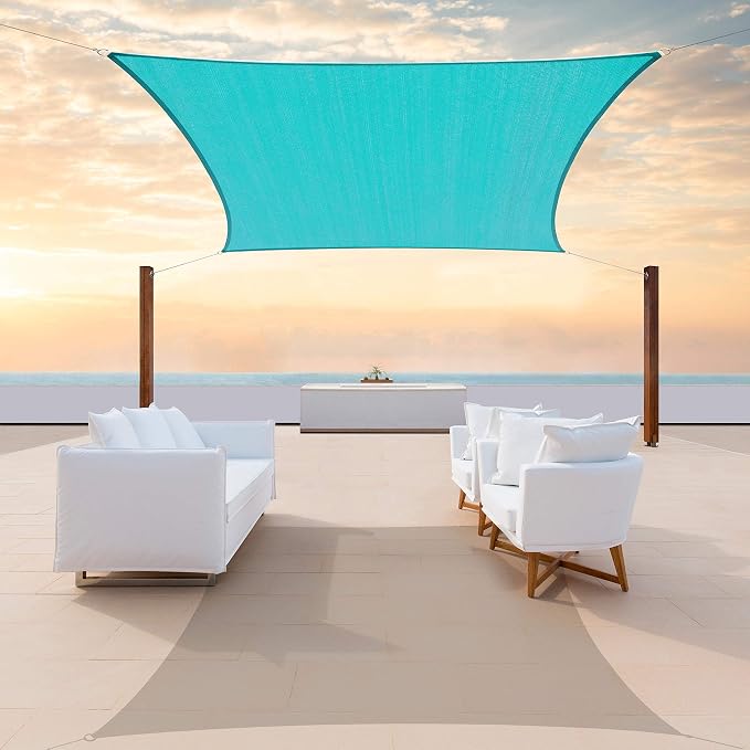 Colourtree TAPR0810 Custom Size 6' x 15' Turquoise Sun Shade Sail UPF50 Canopy by ColourTree