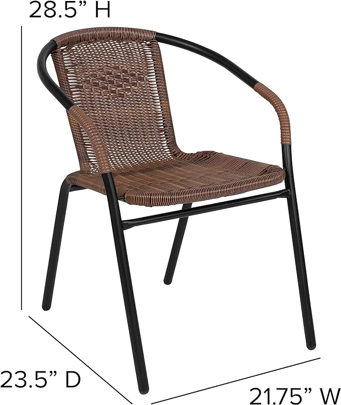 Flash Furniture Lila Modern Rattan Indoor/Outdoor Stackable Dining Chairs - Image 3