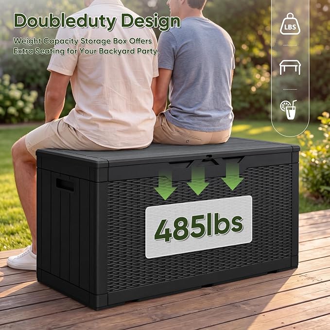 Flamaker Outdoor Storage Box 100 Gallon Waterproof Resin Deck Box | Large - Image 3