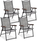 GIANTEX Set of 4 Patio Folding Chairs, Outdoor Patio Dining Chairs w/Armrest by Giantex
