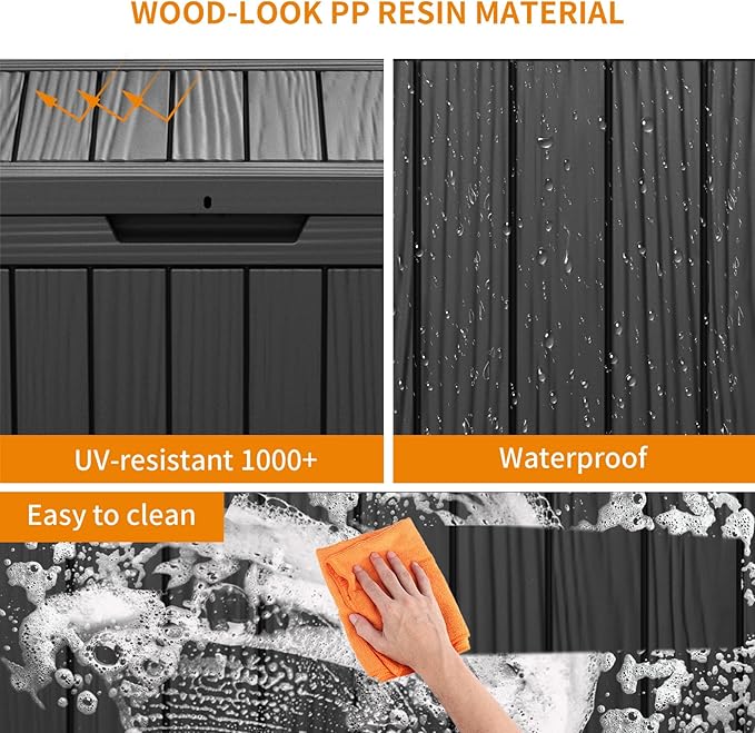 PatioZen 45 Gallon Resin Deck Box, Lockable Patio Outdoor Storage Box - Image 3