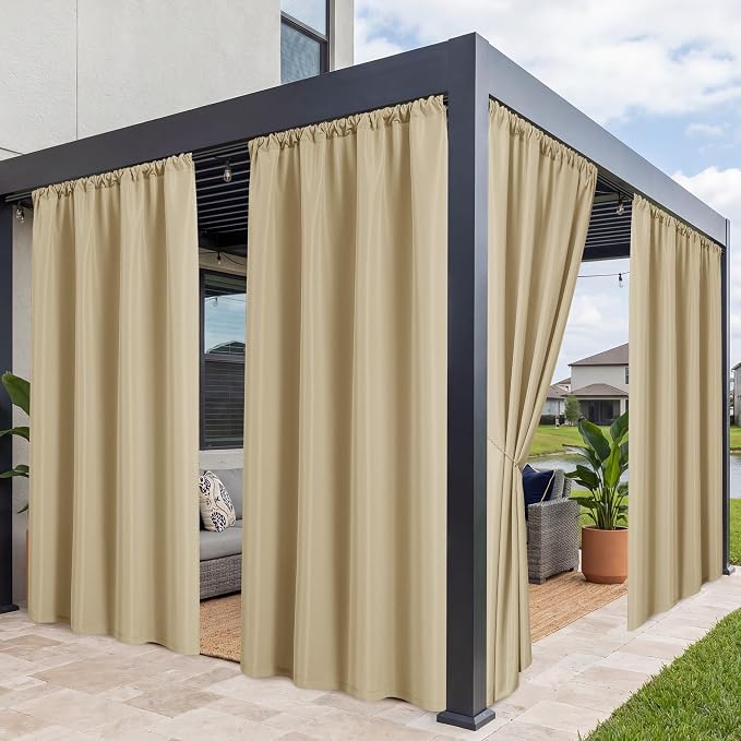 Patio Curtains Outdoor Waterproof, 4 Panels, Rod Pocket Sunshades | by RichSets