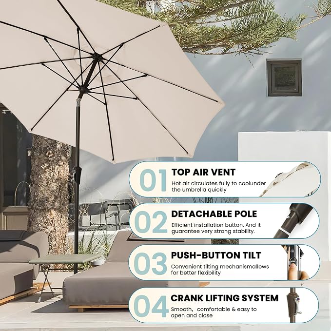 9 FT Patio Umbrella Outdoor market Umbrella - Image 6
