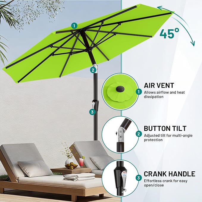 9 FT Patio Umbrella for Outdoor, Outdoor Table Umbrella - Image 5