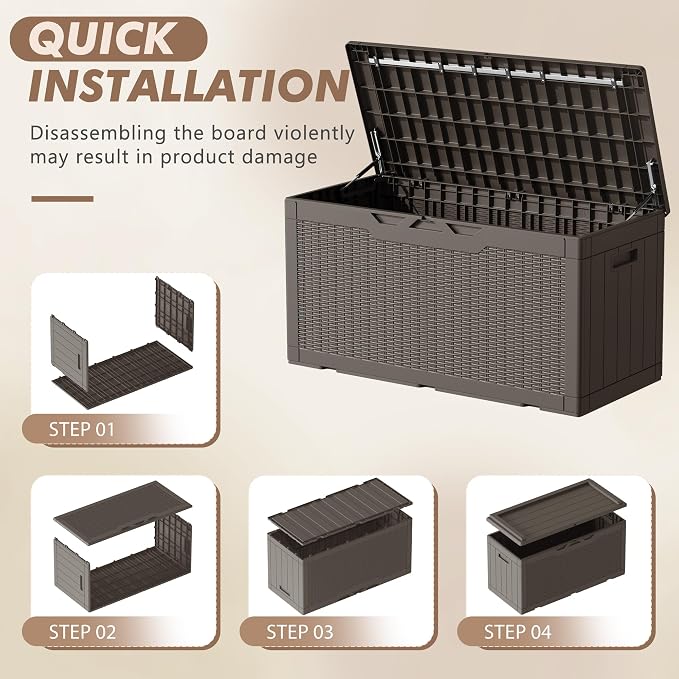 Devoko 100 Gallon Deck Box Waterproof Outdoor Storage Box - Image 5