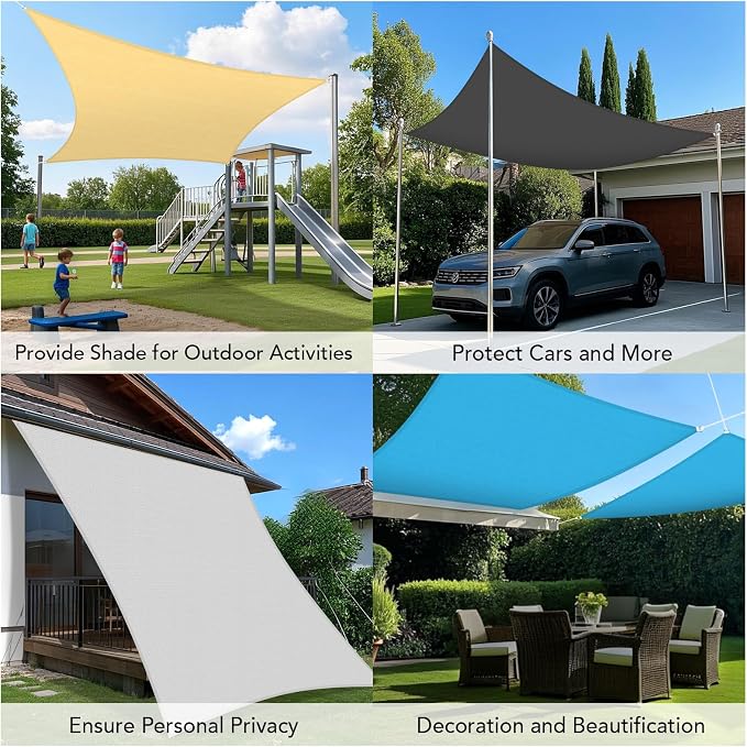 Shade&Beyond Custom Sun Shade Sail 13'x17'x21.4' Triangle Black Sun Sail Shades - Image 3