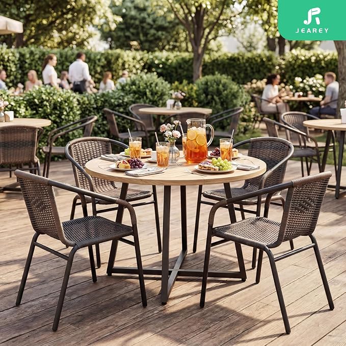 JEAREY Outdoor Patio Rattan Dining Chairs Set of 4, All Weather Stackable - Image 6