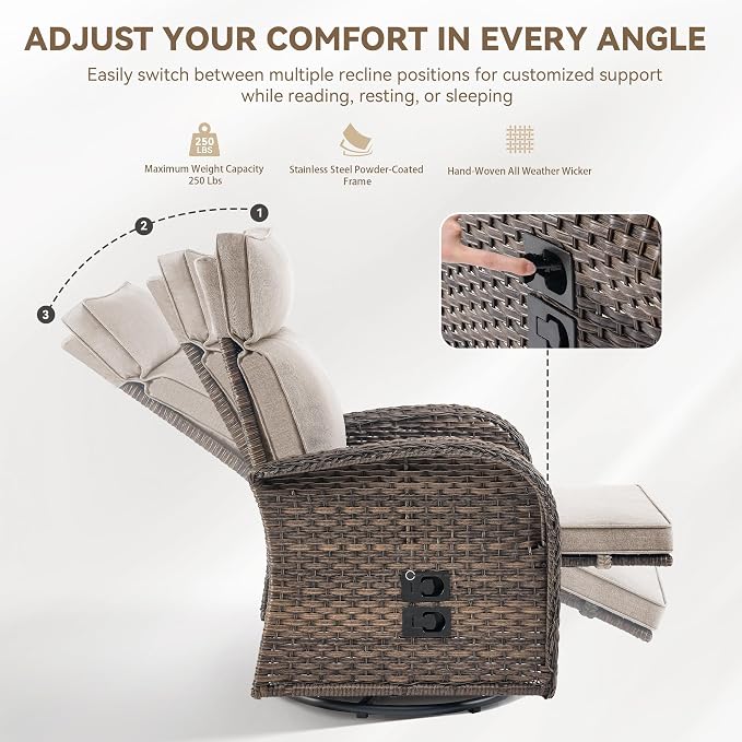 Zero Gravity Patio Swivel Recliner Chairs Set of 2 - Image 6