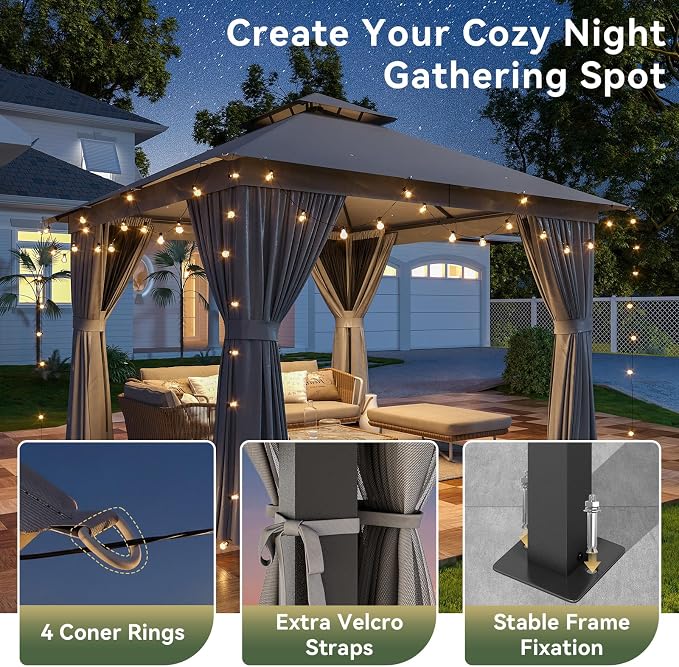 10'x10' Gazebo, Metal Frame Canopy - Image 8