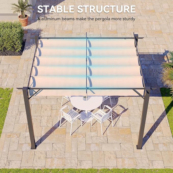 Aoxun 10'x12' Retractable Pergola - Image 6