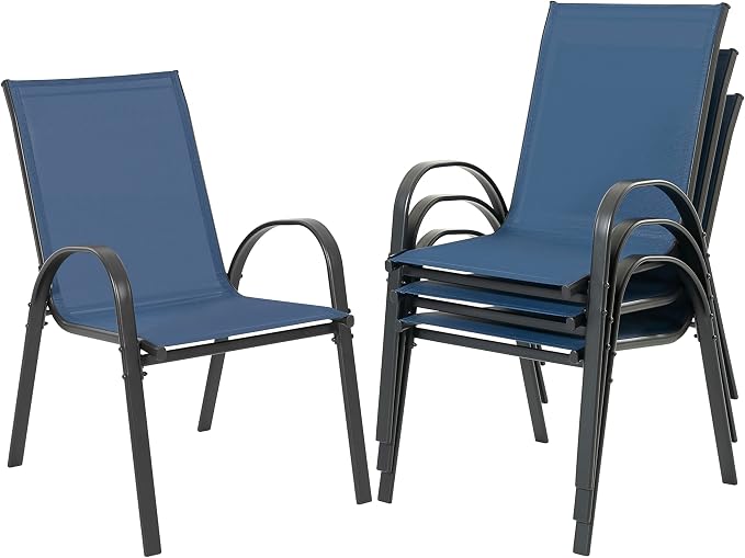 NUU GARDEN Patio Dining Chairs Set of 4, Stackable Outdoor Textilene Chairs by NUUGARDENCORPORATION