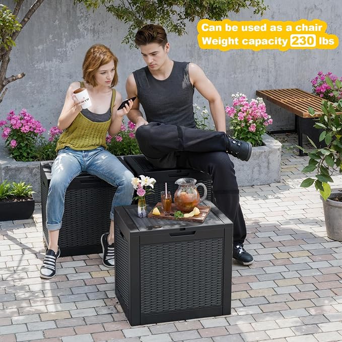 PatioZen 36 Gallon Deck Box Outdoor, Weatherproof Resin Patio Storage Box - Image 3