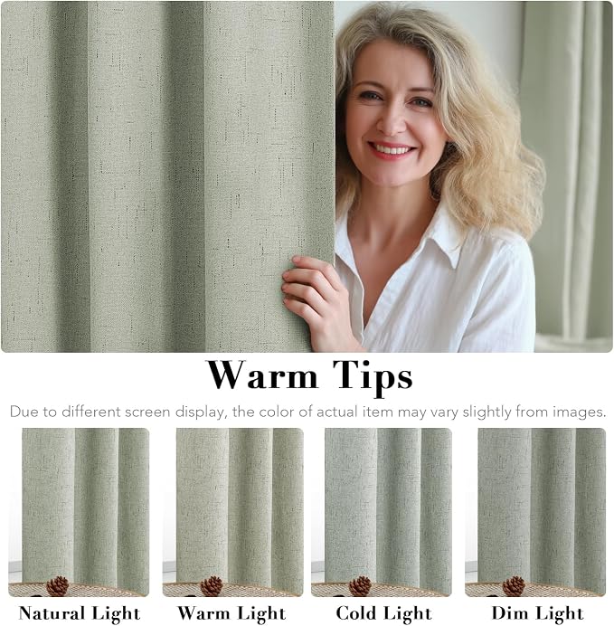 H.VERSAILTEX Linen Blackout Curtains 45 Inches Long 100% Absolutely Blackout - Image 5