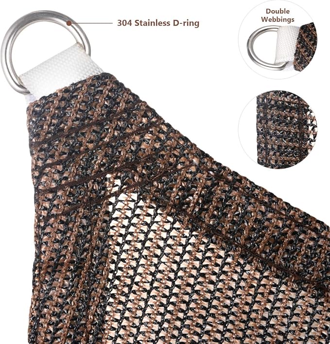 Eden's Decor Straight Flat-Edged Sun Shade Sail Rectangular 13' x 19' Brown - Image 2