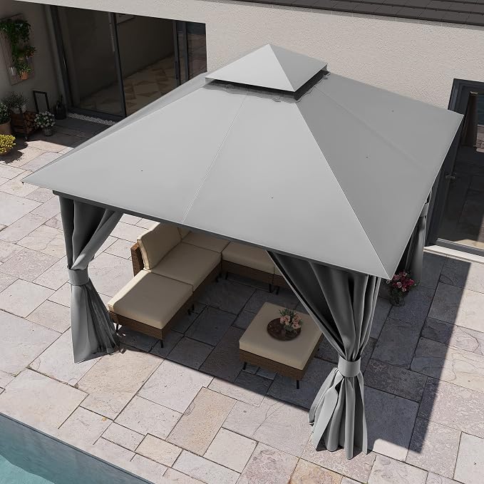 10'x10' Outdoor Gazebo, Heavy Duty Metal Frame Patio Canopy - Image 4